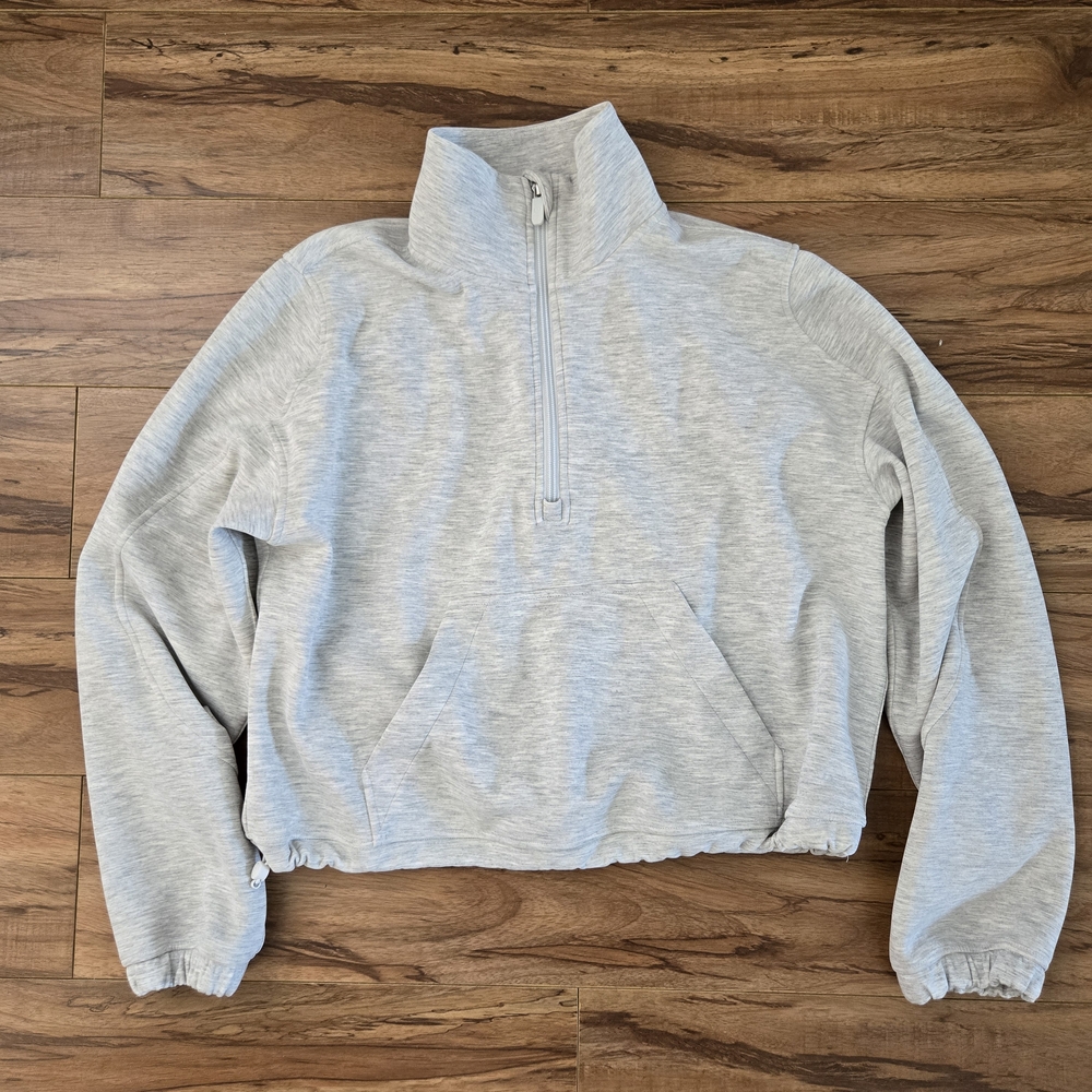 Lululemon Cropped Sweatshirt Gray Quarter-Zip Pullover Light Grey Size 6
